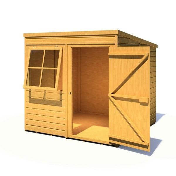 Shire 7x7 double door Pent shed 12mm shiplap interlock cladding