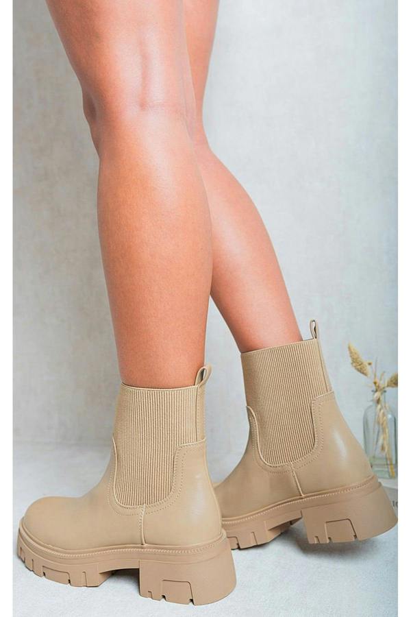Ashley Chelsea Chunky Ankle Boots - Khaki
