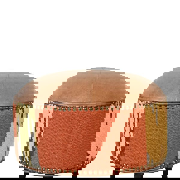 Artisan Furniture Durrie & Leather Mixed Footstool