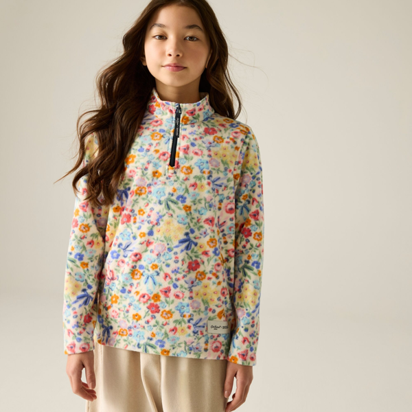 Regatta Kids Cath Kidston Harmony Ditsy Quarter Zip Fleece Top - Cream