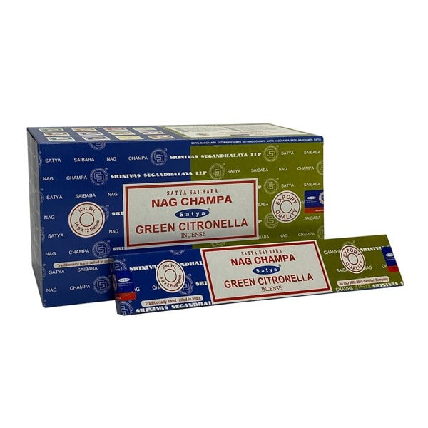 Serano Set of 12 Packets of Combo Satya Incense - Nag Champa Green Citronella