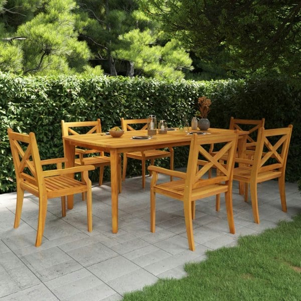Berkfield 7 Piece Garden Dining Set Solid Wood Acacia