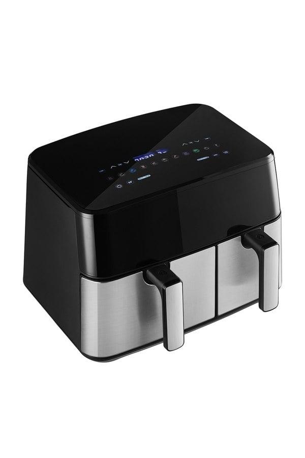 Living and Home 10L Touch Screen Dual Basket Air Fryer with Sync Function & Free-Selection Mode in Each Drawer