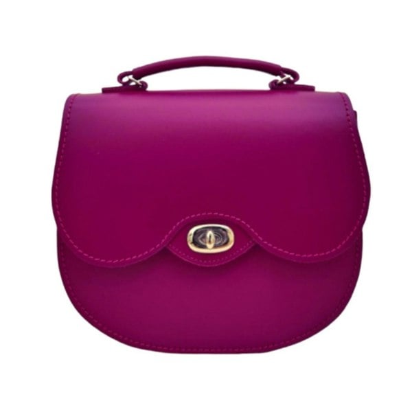 Zatchels Handmade Leather Twist Lock Saddle Bag - Magenta