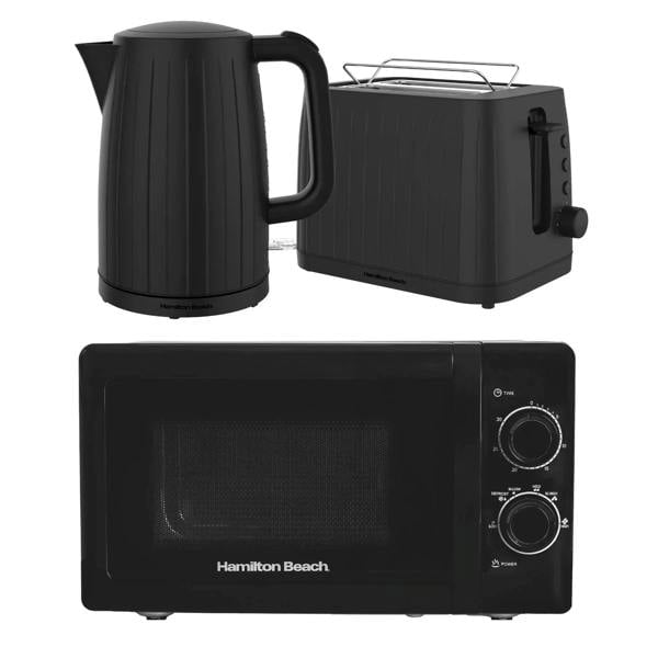 Hamilton Beach Stealth Kettle, Toaster & 20L Stainless Steel Cavity Microwave Set - Black - Hamilton Beach UK
