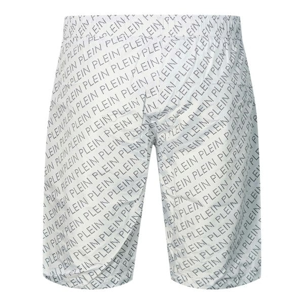 Philipp Plein Repetitive Logo Long Swim Shorts - White