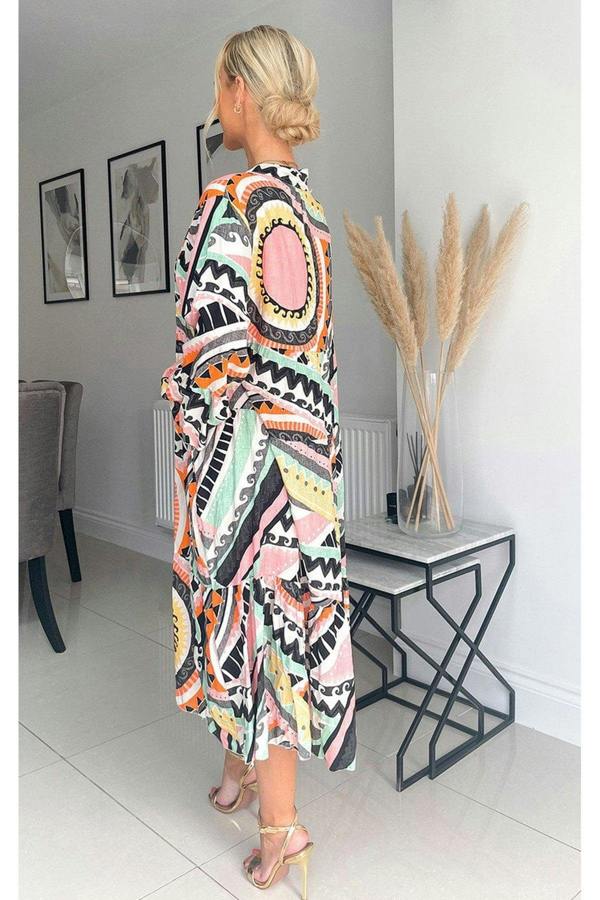 Janiyah Printed Midi Dress - Black