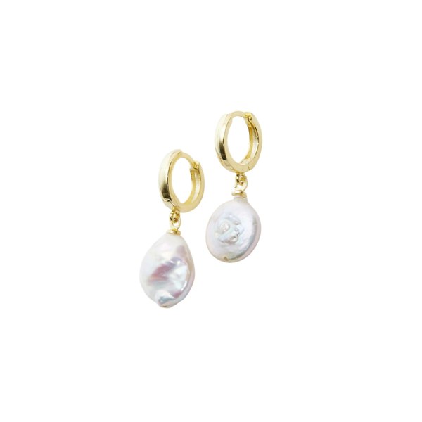 Spero London Treated Freshwater Cultured Baroque Pearl Hoop Earrings