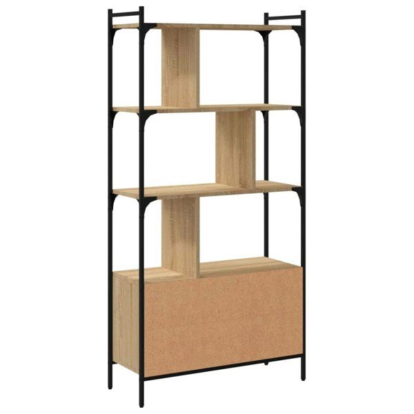 Berkfield Bookcase with Doors Sonoma Oak 76.5x30x154.5 cm Engineered Wood
