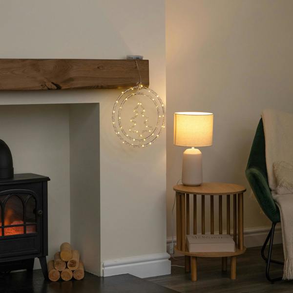 Samuel Alexander 33cm Light up Hanging Christmas Tree Ring with Warm White LEDs
