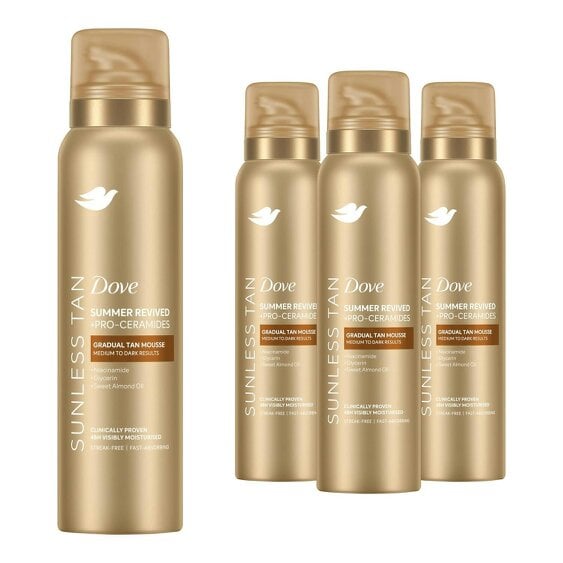 Dove Derma Spa Summer Revived Self Tan Mousse 150ml 4 Pack, Fair-Medium Skin