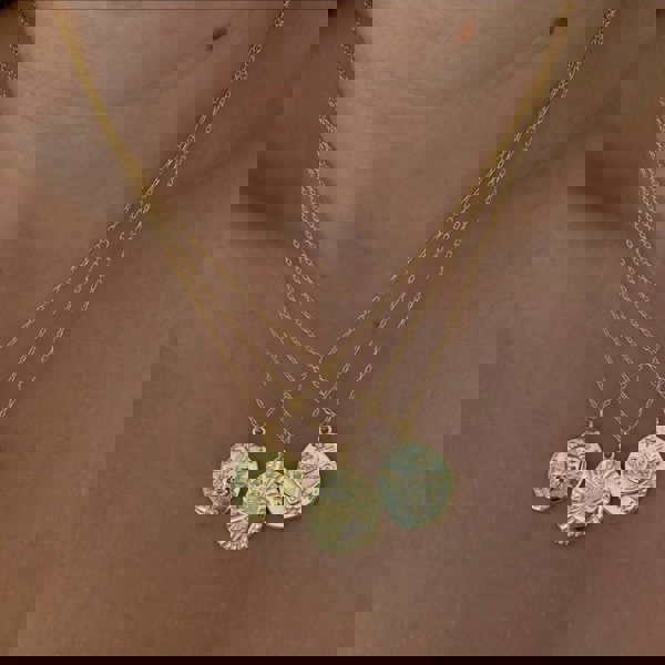 Spero London Sun Silhouette Face Embossed Sterling Silver Medal Necklace