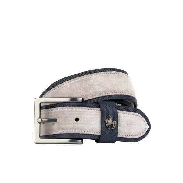 Embassy London Victor - Navy Suede & Light Grey - Men's Italian leather belt