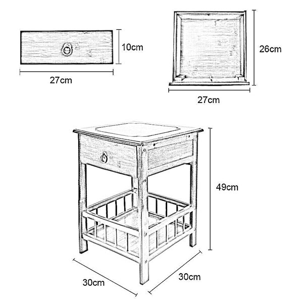 Rafaelo Mobilia 2 Tier Bamboo Side Table With Drawer