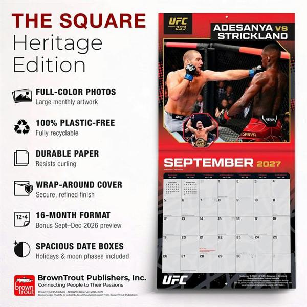 UFC Championship Bouts Calendar 2027, Wall Calendars, Month To View, Sports, Gift