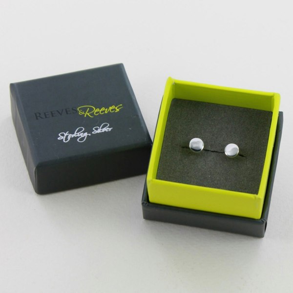 Sterling Silver High Shine Round Studs - Reeves & Reeves