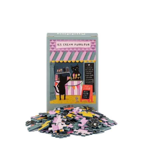 Happily Puzzles Ice Cream Purrlour - 99 Piece Mini Jigsaw Puzzle