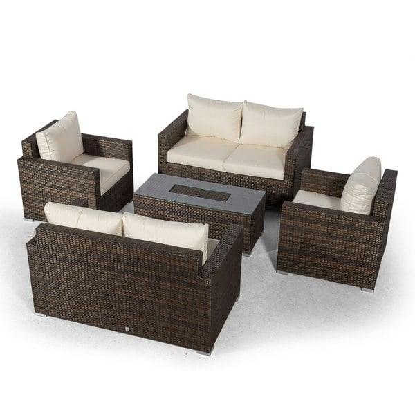 Giardino Sydney 6 Seater Rattan Sofa Set with Drinks Cooler Coffee Table