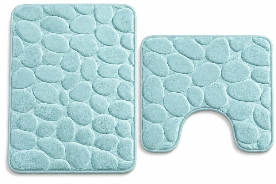 Night Zone Pebble Stone Bath Mat Set – Soft Absorbent Non-Slip Bathroom Rug Set