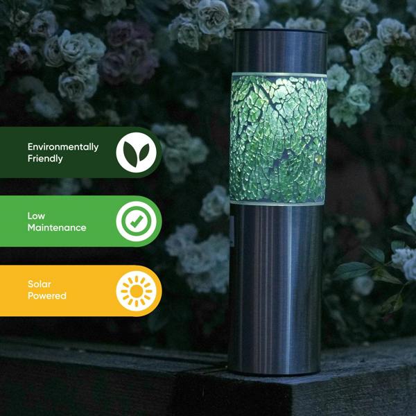 Gardenwize Pack of 4 Solar Mosaic Stake Lights – Warm White LED Garden Lights