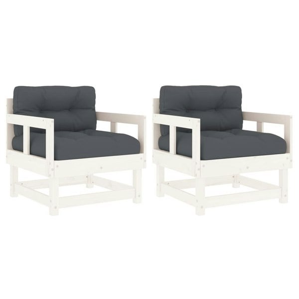 Berkfield Garden Chairs with Cushions 2 pcs White Solid Wood Pine