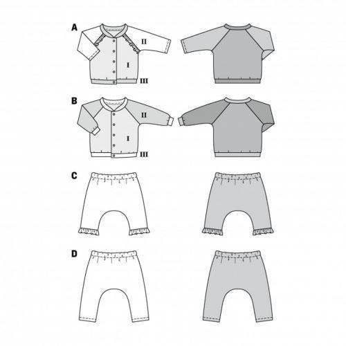 Burda Sewing Pattern 9297 Jackets and Trousers For Kids and Babies, 56cm- 98cm - Easy