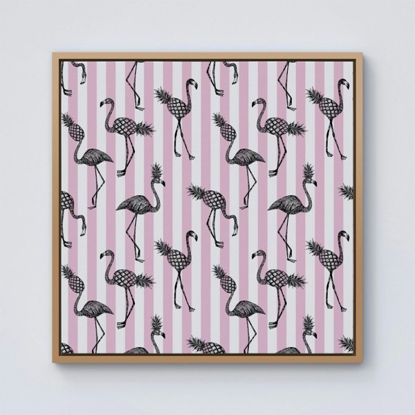 Warren Reed Pineapple Flamingo Framed Canvas