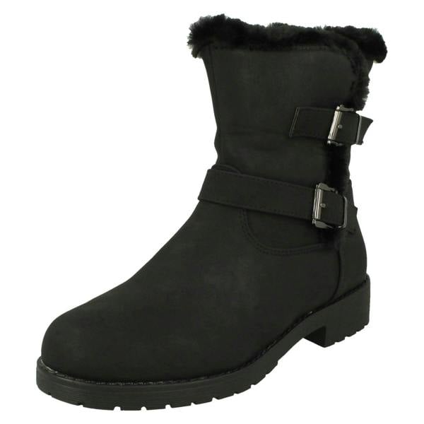 Spot On Ladies Spot On Buckle Detailed Ankle Boots F4451