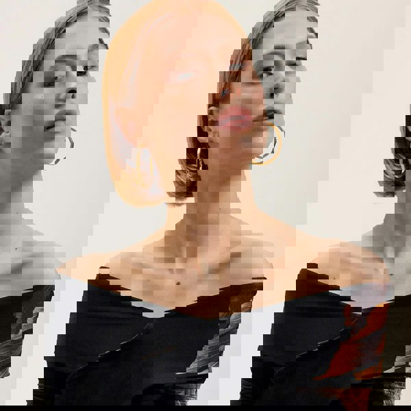 Ted Baker LOA Gold Tone Plated Logo Half Hoop Earrings TBJ3818-02-03