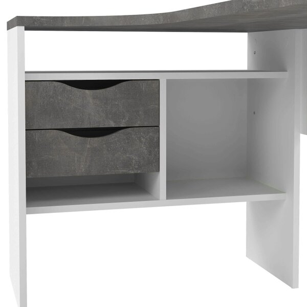 Wyld Haus Billabong White and Grey Wood Corner Desk 2 Drawers