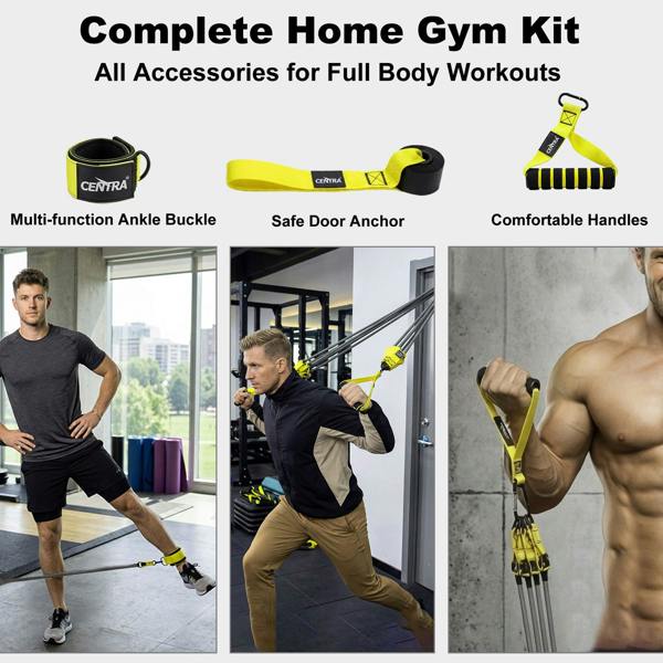 Centra Resistance Bands Set with Handle Latex Home Crossfit Yoga Tube Strength Training