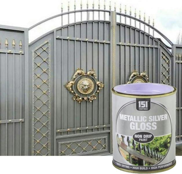 151 6X Metallic Silver Gloss Non-Drip Paint 300ml