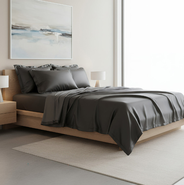 Anycozy Bed Sheet Black Natural Mulberry Silk Duvet Cover Set