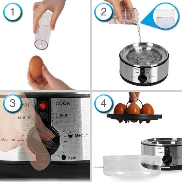 Duronic Electric Egg Boiler EB35 BK Steamer for Eggs 350W Automatic Egg Boiler Electronic Omelette Maker Poacher for 7 Soft, Medium & Hard Boiled Eggs