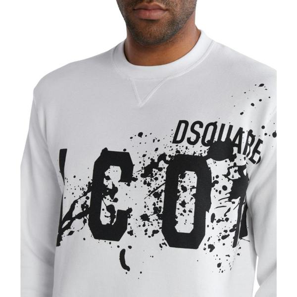 DSQUARED2 Icon Splash Cool Fit Crew Neck White Sweatshirt M