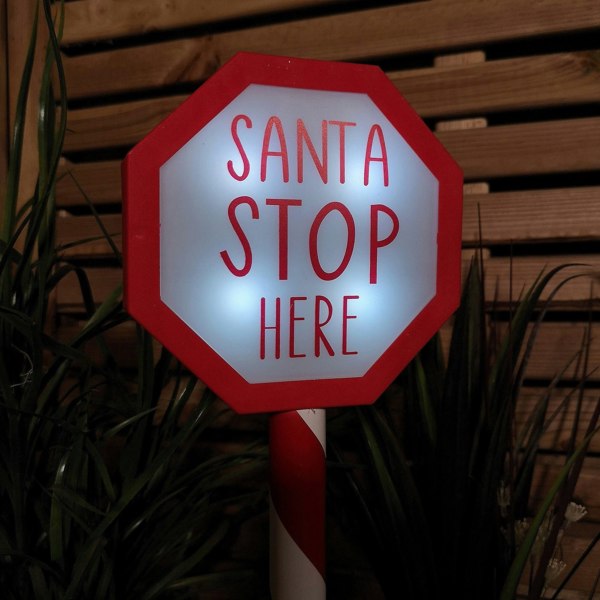 Samuel Alexander 55cm Battery Operated Light up Santa Stop Here LED Christmas Sign