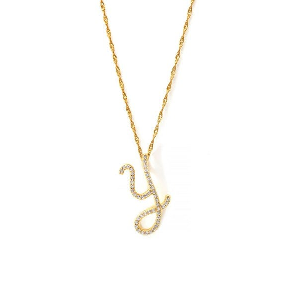 Say It With Luxe CZ Initial Necklace - Yellow Gold Plated
