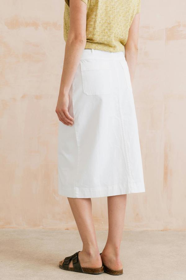 Lily & Me Morwenna Stretch Twill Midi Skirt White