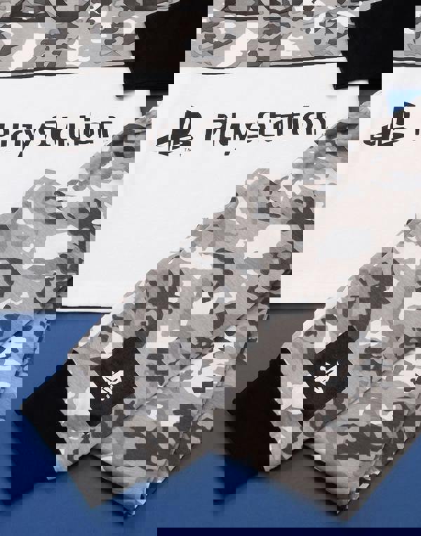 PlayStation Boys Grey Camo Logo Print Short Sleeve Long Leg Pyjama Set [dis]