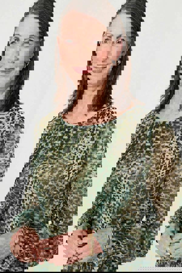 Green | Animal Print Semi Sheer Tie Maxi Dress