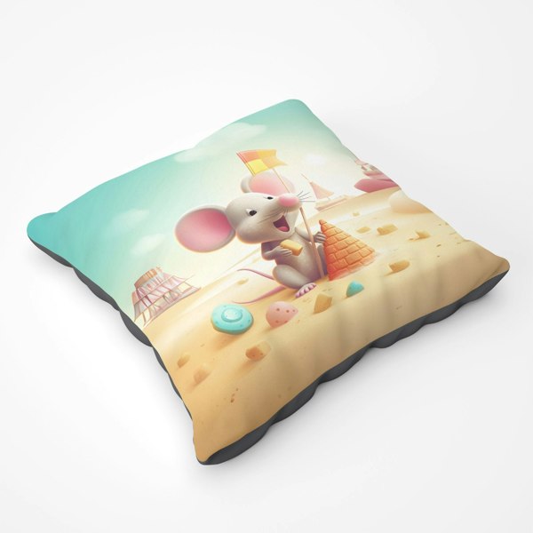 Warren Reed A Mouse On A Beach Holiday Floor Cushion