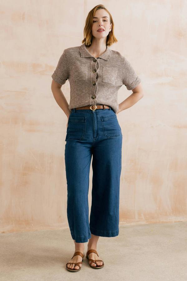 Lily & Me Phoebe Short Sleeve Knitted Jacket Mocha