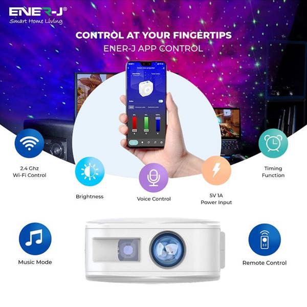 ENER-J LED Galaxy Star Projector Lamp with Nebula, App & Voice Control Night Light for Kids Bedroom & Home Theatre, Christmas Gift