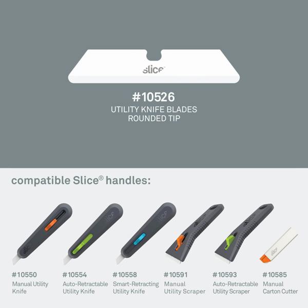Slice Ceramic Utility Knife Blades (Rounded Tip) Compatible Slice Handles - DaltonSafety