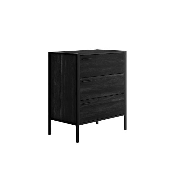Wyld Haus Ireland Black Wood Effect 3 Drawers Storage Chest