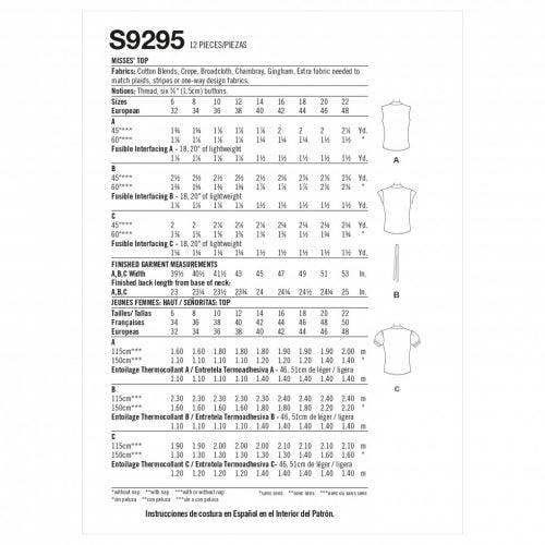 Simplicity Sewing Pattern 9295, Tops, Shirts, Vintage Style for Women, A5 (6-8-10-12-14) - Intermediate