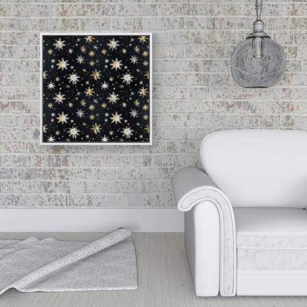 Warren Reed Silver Gold Snowflake Pattern Framed Canvas