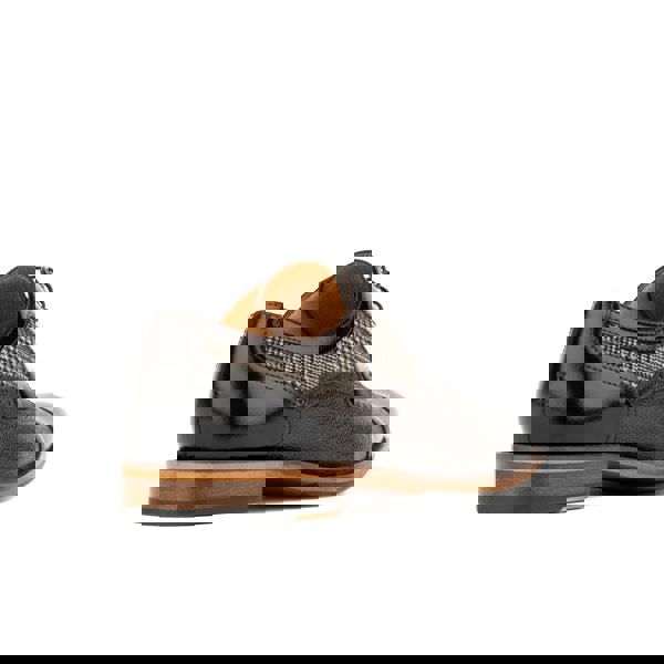 Embassy London Orlando - Brown Check - Men's toe cap leather dressy shoe with brogue details