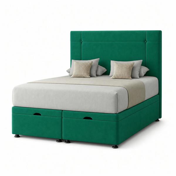 Great British Beds Dingley Ottoman Divan Bed - Green Plush