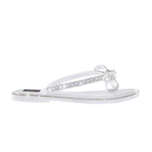 Crystal Glamour Bow Flip Flops Limited Edition White, featuring waterproof Material
